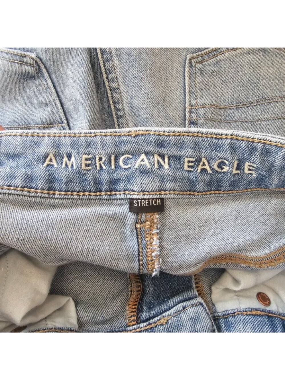 American Eagle Mom Jean Womens 2 High Rise Tapered Denim Light Wash Stretch - Picture 6 of 11
